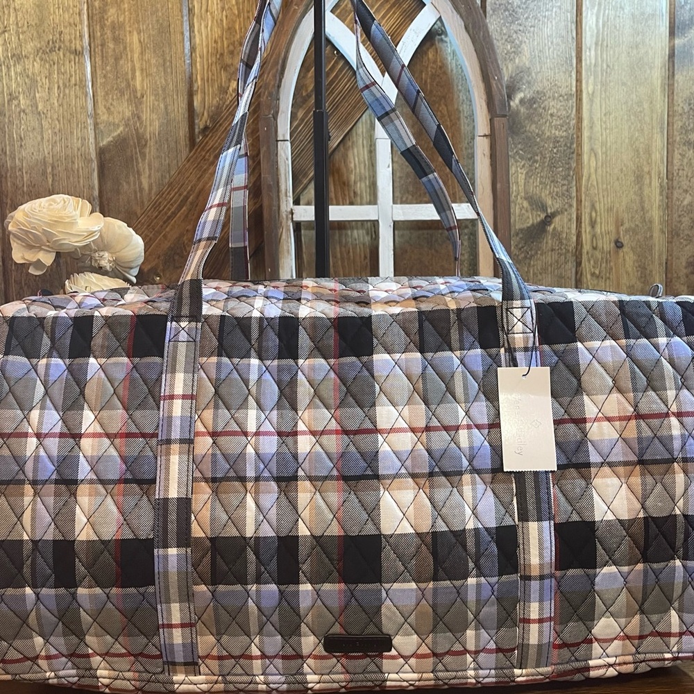 Vera Bradley Perfectly Plaid Large Traveler Duffel Bag Tote New NWT